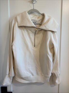 Varley Cream vine Half-Zip Funnel Collar Sweater